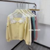 重工温柔女神款 英英Chili 气质欧根纱拼接浣熊绒针织毛衣01.11