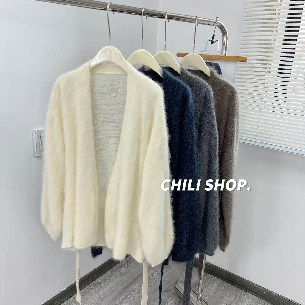 【英英Chili】高货山羊绒拉绒松弛感极简慵懒纯色针织开衫 09.20