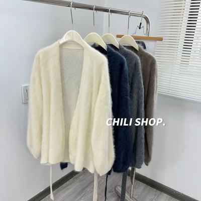 【英英Chili】高货山羊绒拉绒松弛感极简慵懒纯色针织开衫 09.20