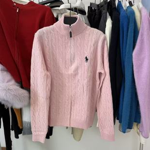 【英英Chili】立领拉链韩系麻花设计100全羊毛针织毛衣PL 12.16