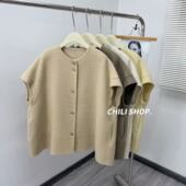 英英Chili 苏丽羊驼设计师款 落肩袖 韩系减龄双面尼马甲 12.13
