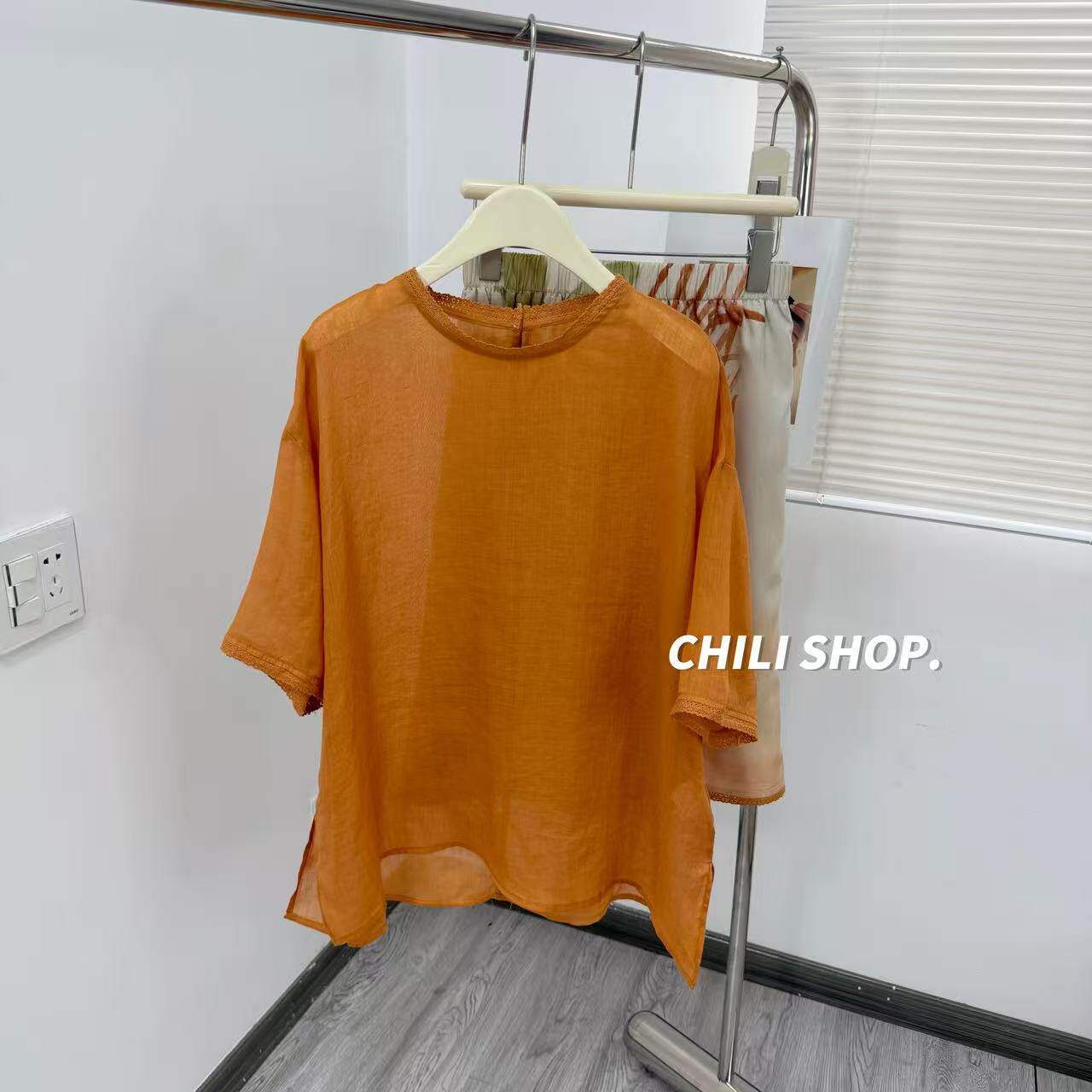 【英英Chili】花边韩系慵懒风设计师款苎麻花裙套装F 06.15