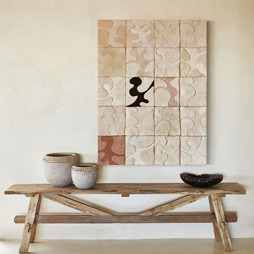颐画手绘油画《寻觅》wabisabi客厅侘寂风挂画玄关装饰画赤贫风