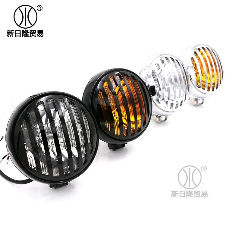 摩托车大灯 巡航太子车改装通用复古前大灯经典新款灯