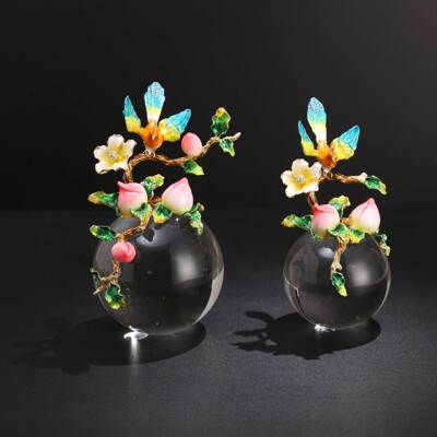 花开富贵水晶摆件珐琅彩水晶摆件珐琅彩花开结籽摆件送人乔迁
