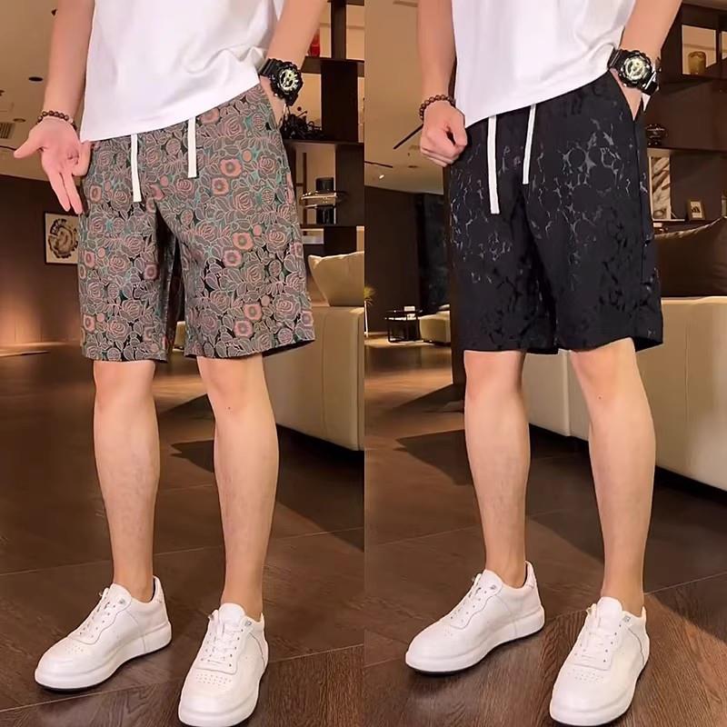高端冰丝休闲短裤男士2025年新款夏季薄款外穿运动沙滩五分裤男款