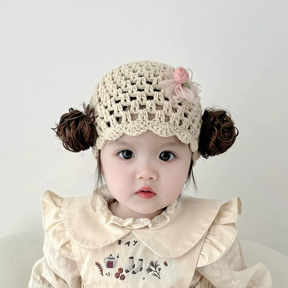 婴儿假发帽子女宝宝新生儿