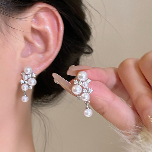 小葡萄珍珠耳钉耳夹女轻奢高级