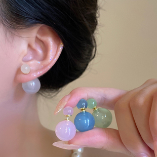 方圆脸天菜！果冻泡泡耳钉轻奢高级感气质大气耳饰女独特耳环饰品