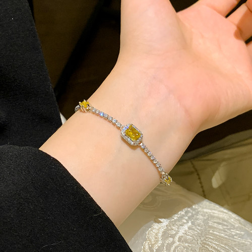 黄冰糖超闪三方块手链女森系少女