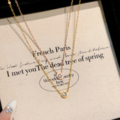 简约单钻项链轻奢小众锁骨链钛钢项链女款 配饰吊坠颈链素链首饰品