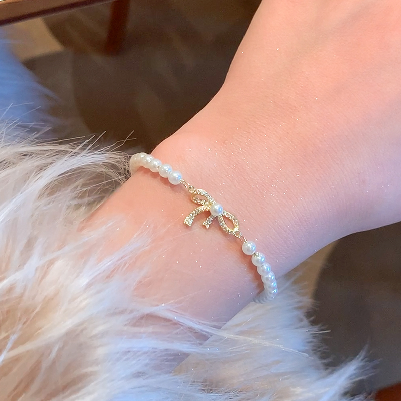 少女蝴蝶结珍珠手链女闺蜜手链