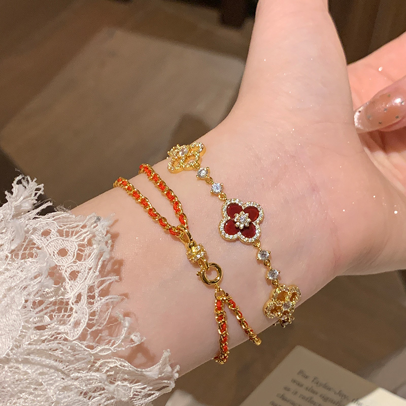 双层红绳编织转环手绳女寓意美好