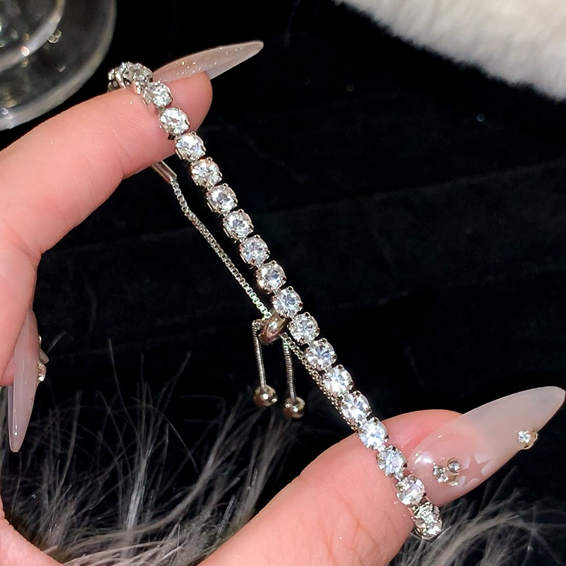 thumbnail for Silver zircon bracelet girls' crystal girlfriend bracelet light luxury, niche delicate bracelet bracelet full of diamond hand jewelry
