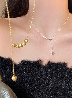 猫眼珠流苏项链女配饰显白锁骨链吊坠项链高级感轻奢小众颈链饰品