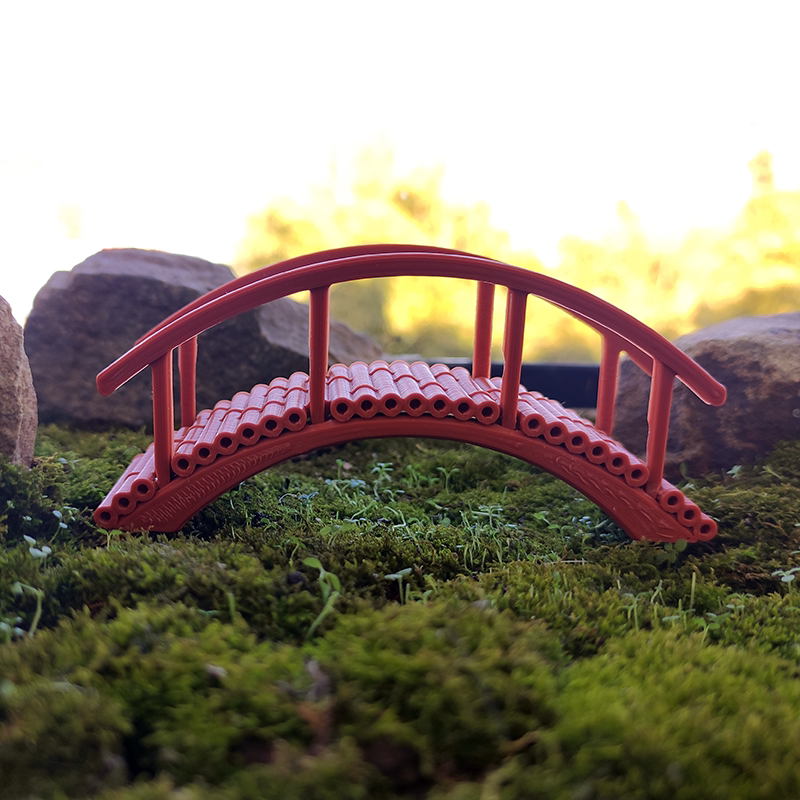 桥竹子小竹桥流水中古建筑假山造景小中式竹桥摆件鱼缸池盆景景植