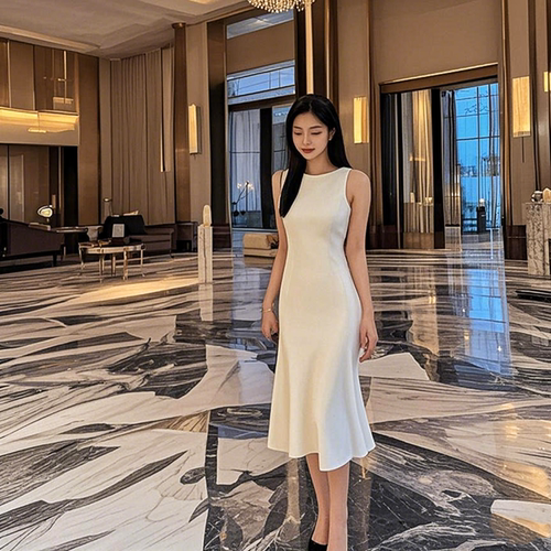 th伞摆鱼尾裙女春夏无袖大摆裙