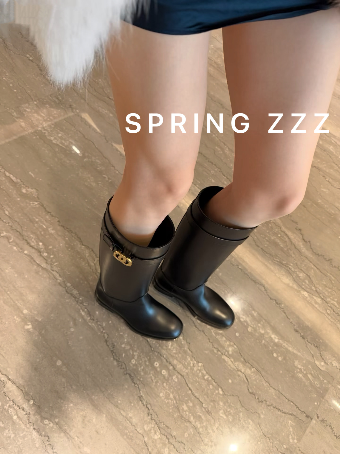 【Spring zzz】富家千金！2026秋冬长靴 头层牛皮圆头厚底骑士靴