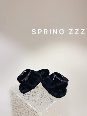 【Spring zzz】纯羊毛！25ss秋冬新款 口袋拉链羊毛一体厚底毛拖