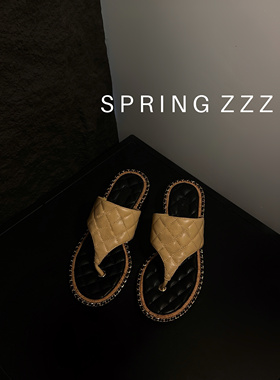 【Spring zzz】上脚绝美！24s夏季新品 实木沿条夹趾粗跟链条凉拖