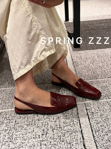 【Spring zzz】老钱英伦风！2026秋季新款开边珠牛皮方头平底皮鞋
