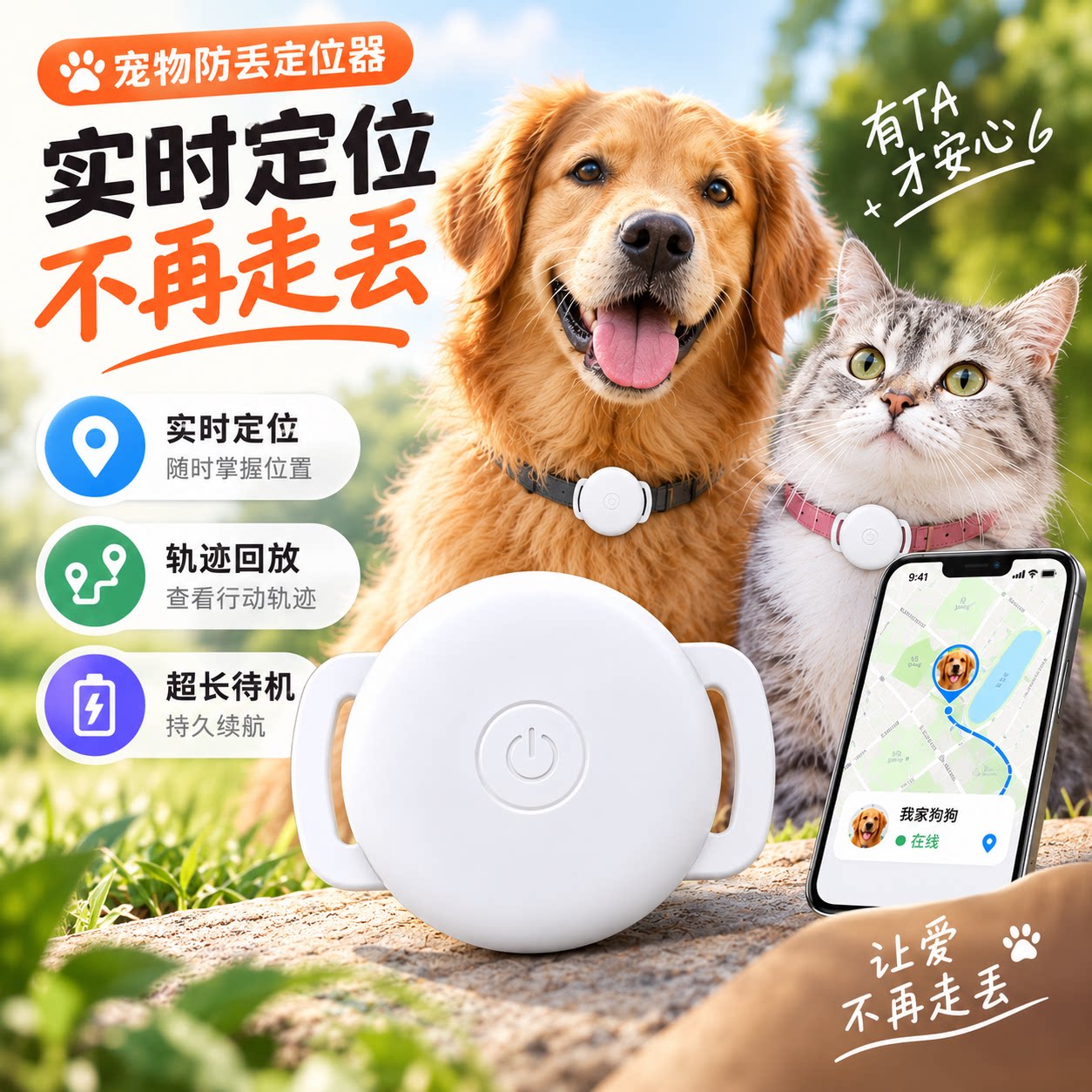 猫狗防丢北斗GPS定位器超长待机