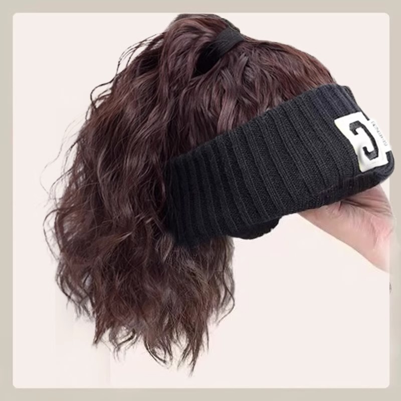 帽子假发一体秋冬新款发带空顶帽