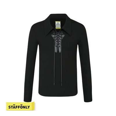 STAFFONLY 黑色系带诗人衬衫紧身修身系带个性男女衬衣26春夏新品