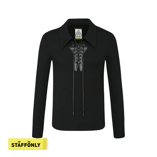 STAFFONLY 黑色系带诗人衬衫紧身修身系带个性男女衬衣26春夏新品
