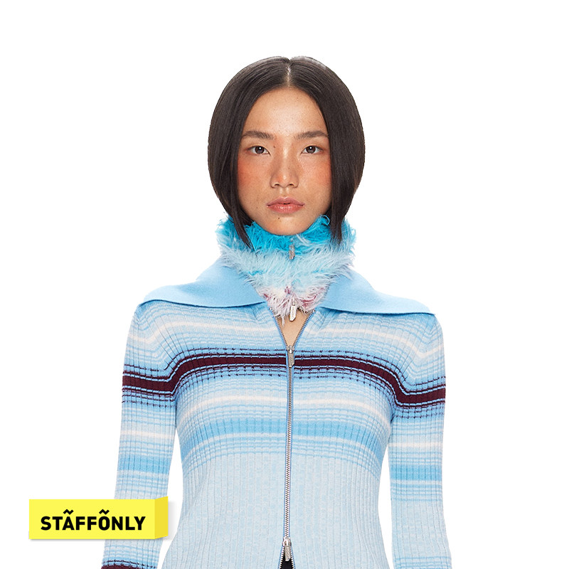 STAFFONLY 星轨旅人 渐变星环毛绒拉链围脖针织百搭慵懒时尚脖套