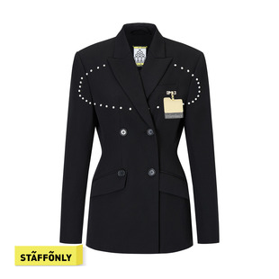 STAFFONLY 星链西装女款中长款纽扣修身设计款西服上衣26春夏新品