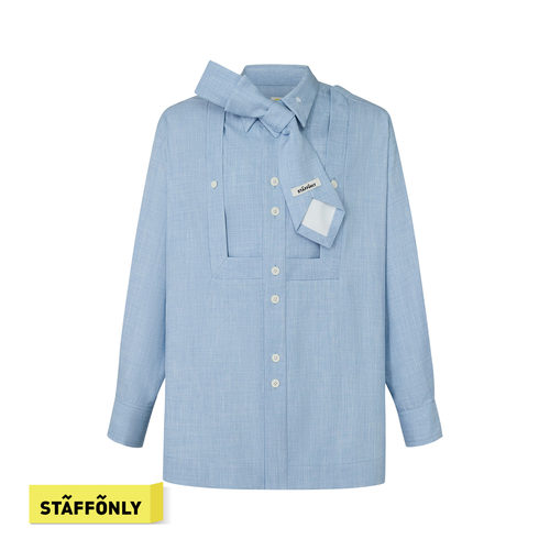 STAFFONLY 浅蓝领结画框衬衫设计师款休闲男女情侣衬衣26春夏新品