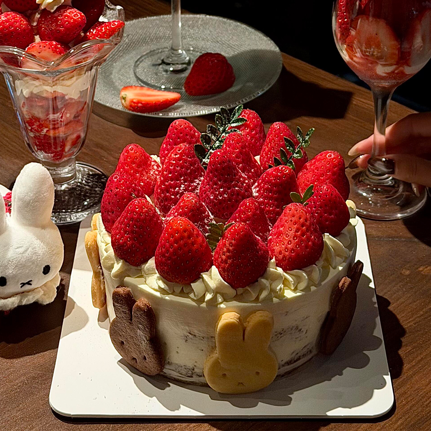 卡通动物造型蛋糕装饰网红米菲兔熊饼干儿童生日甜品烘焙装扮摆件