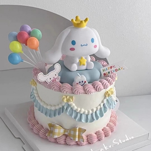 发光云朵灯玉桂狗库洛生日蛋糕装饰米大耳狗帕恰狗摆件烘焙插件