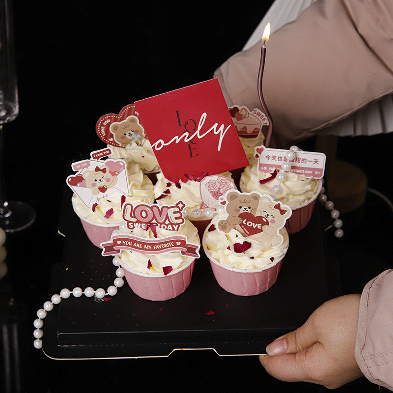 2025情人节蛋糕装饰摆件马芬杯方形love卡片网红甜品插件烘焙装扮,节庆用品/礼品,节日装扮用品,淘宝优惠券,粉丝福利购,淘宝优惠卷