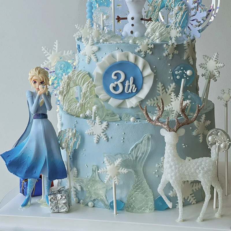 女孩生日蛋糕装饰冰雪女王爱莎公