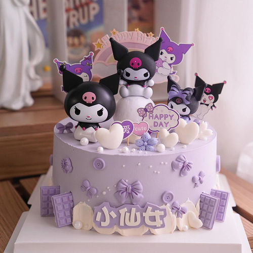 网红库洛米蛋糕装饰摆件紫色梦幻