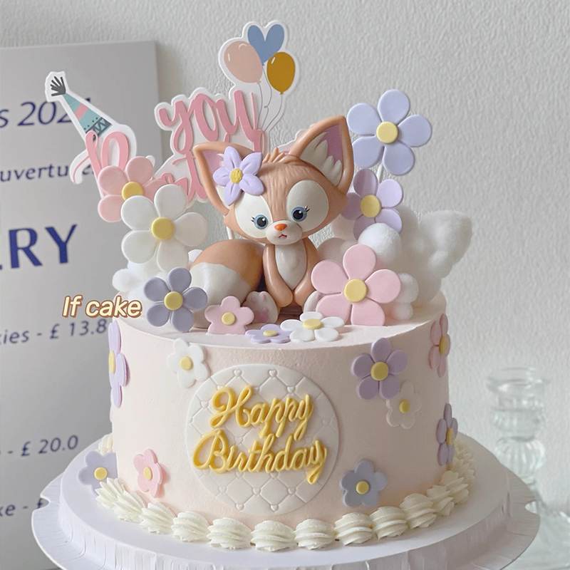 女明星玲娜贝儿蛋糕装饰摆件粉色