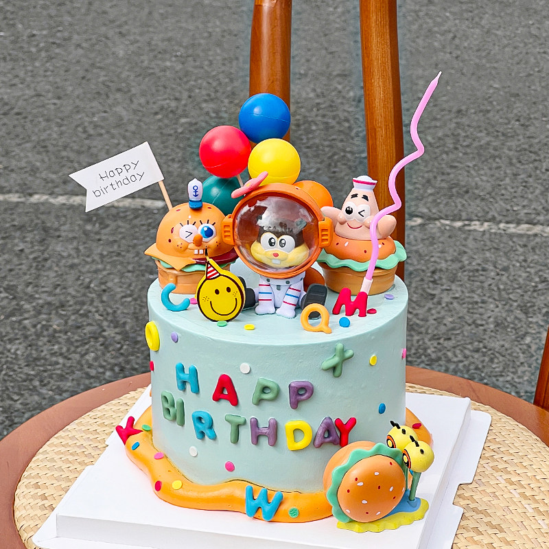 卡通儿童生日蛋糕装饰海绵宝宝摆件汉堡派大星蜗牛螃蟹烘焙插件,节庆用品/礼品,节日装扮用品,淘宝优惠券,粉丝福利购,淘宝优惠卷