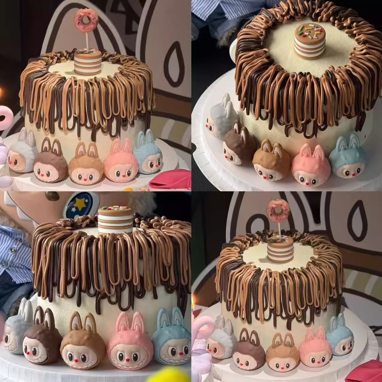 网红同款卡通布布蛋糕装饰摆件软胶可爱小兔子头甜品烘焙插件配件