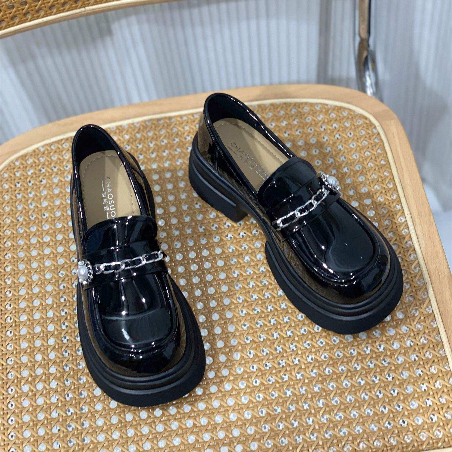 2026黑色小皮鞋女新款洋气厚底复古英伦风百搭日系豆豆鞋乐福鞋潮,女鞋,乐福鞋（豆豆鞋）,淘宝优惠券,粉丝福利购,淘宝优惠卷