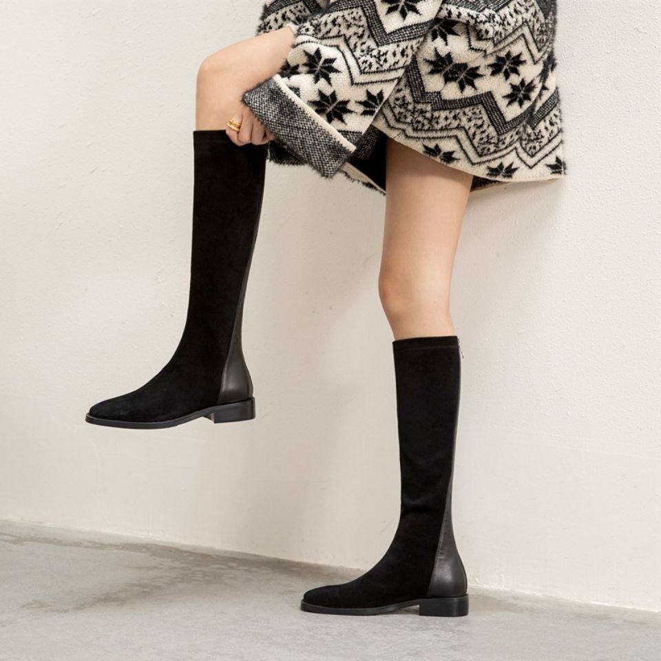 2026不过膝长靴女秋冬加绒高筒靴子真皮大码女鞋平底长筒靴绒面骑,女鞋,弹力靴/袜靴,淘宝优惠券,粉丝福利购,淘宝优惠卷