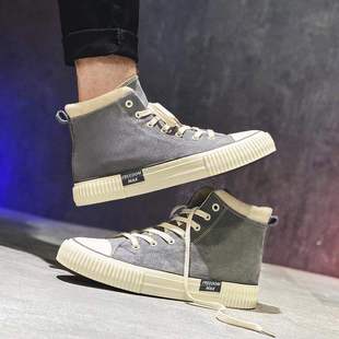 2026高帮帆布男鞋新款秋季透气潮流高邦板鞋学生运动百搭休闲潮鞋