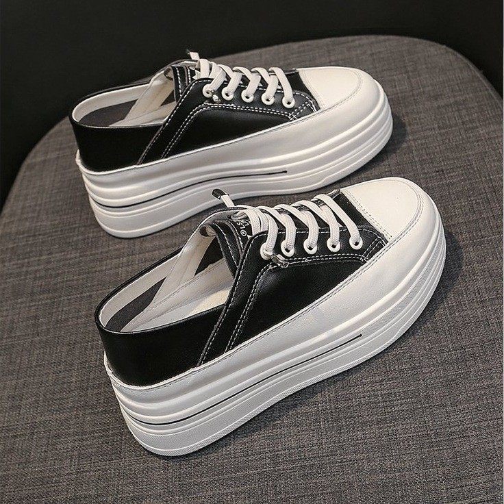 2026内增高小白鞋女厚底春秋松糕夏季新款爆单百搭休闲一脚蹬板鞋,女鞋,松糕（摇摇）鞋,淘宝优惠券,粉丝福利购,淘宝优惠卷