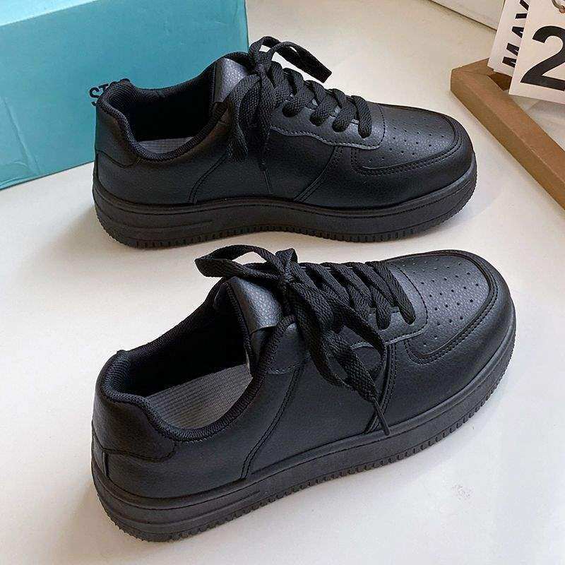 2026黑色鞋子女新款韩版百搭学生高颜值厚底板鞋防水黑色女鞋,女鞋,休闲板鞋,淘宝优惠券,粉丝福利购,淘宝优惠卷