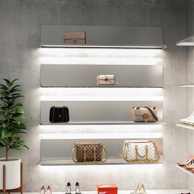 不锈钢货架墙上多层鞋架陈列架服装店鞋子包包置物架直播间展示架