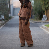 大直筒裤 加棉里布 100%棉粗条灯芯绒 封面是花