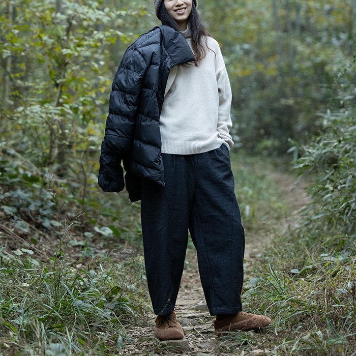 封面是花羊毛亚麻萝卜裤