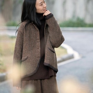 封面是花 外套 英国进口100%哈里斯羊毛色织格撞色镶拼刺子绣西装