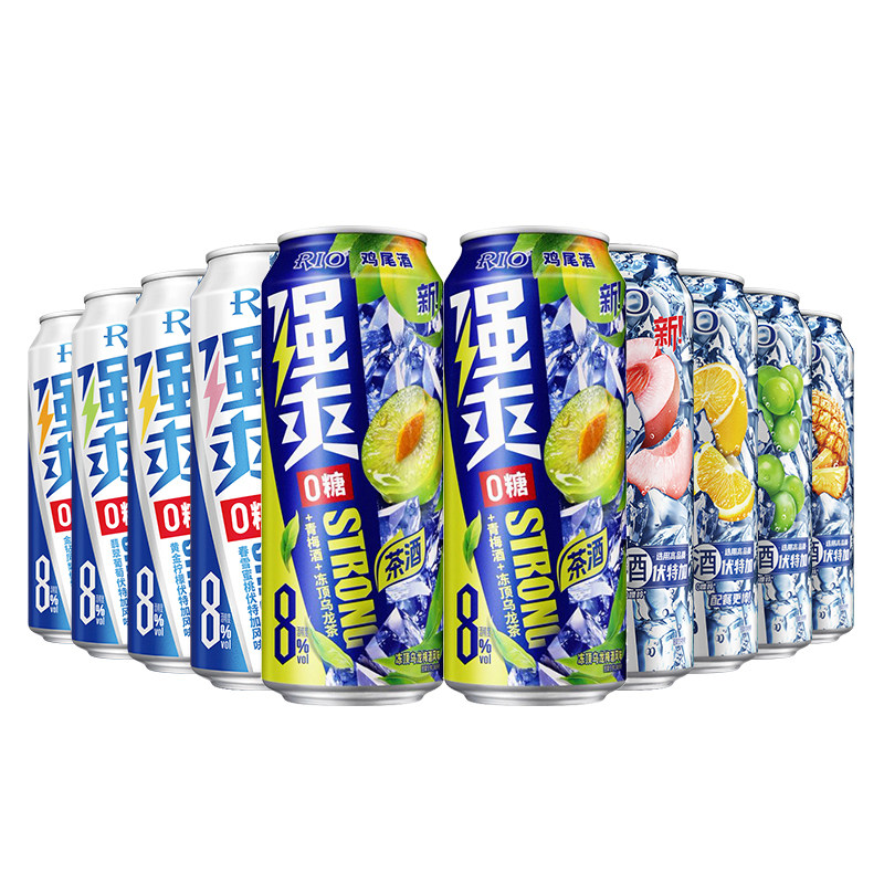 500ml*10罐锐澳rio强爽8度鸡尾酒0糖白葡萄乌龙梅酒预调伏特加